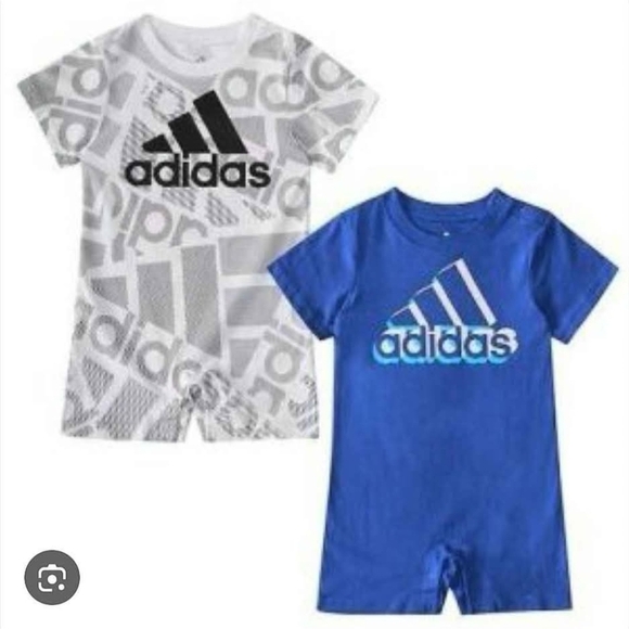 adidas Other - NWT Adidas 2-Piece ROMPER Set in Blue and White ~12M